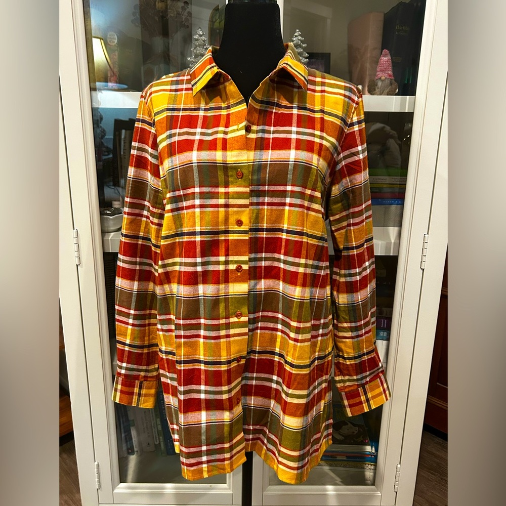 Coldwater Creek women’s plaid flannel shirt. Brand new without tags.